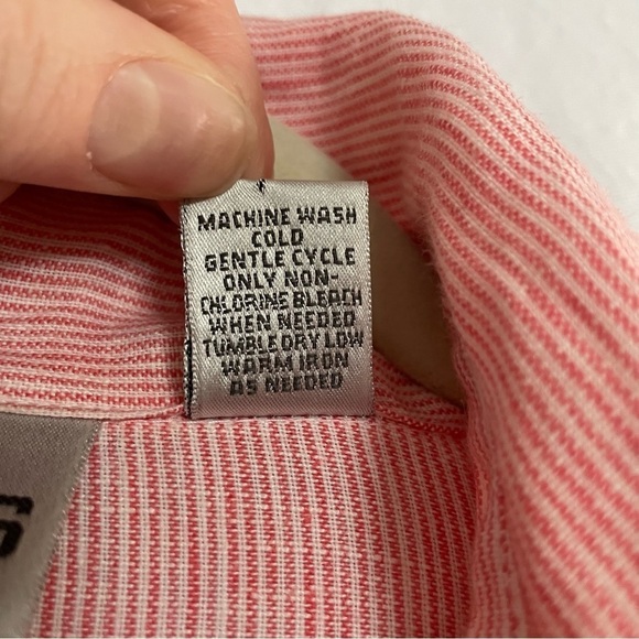 Chico's Linen Longline Button Down Striped Tunic Top Lagenlook Beachy - Picture 10 of 15